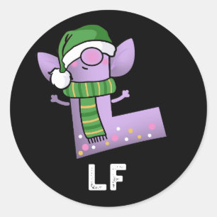 Lfおもしろい文字LプンダークBG ラウンドシール