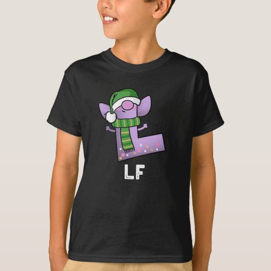 Lfおもしろい文字LプンダークBG Tシャツ (正面)