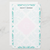 Lgアクアフローラダマスク#3ピンククローバーモノグラム 便箋 (正面/裏面)