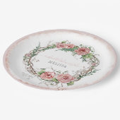 Lgサイズブライダルシャワー素朴リースバラブランチ ペーパープレート (アングル)