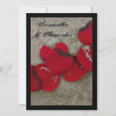 Lgレッドローズ花びらオンサンドビーチ結婚式 招待状 (裏面)