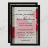 Lgレッドローズ花びらオンサンドビーチ結婚式 招待状 (正面/裏面)