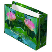 Lg抱き枕ピンクロータス抽象芸術 ラージペーパーバッグ (正面アングル)