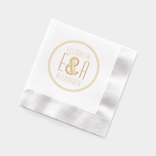 LG アールデコ風 2文字 アンパサンド カップル イニシャル 名前 Rn 箔ナプキン (左)