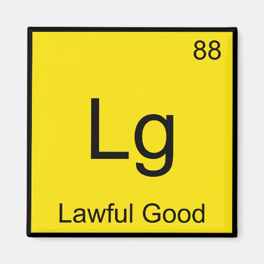 Lg - 秩序善 (Lawful Good) 元素記号 化学 ジョーク T シャツ マグネット (正面)