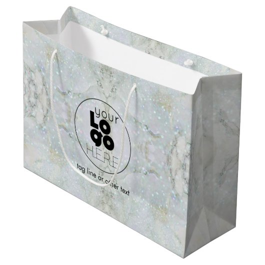 Lg.紙ロゴ付き買い物袋-グリッター大理石 ラージペーパーバッグ (正面アングル)