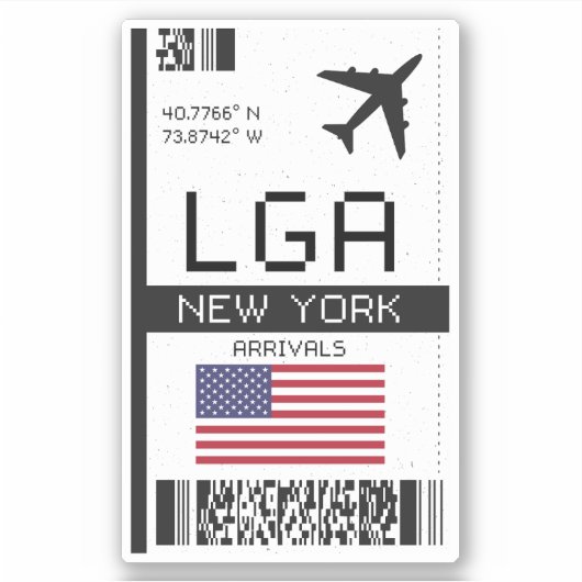 LGAニューヨーク搭乗券 – 空港旅行 シール (正面)