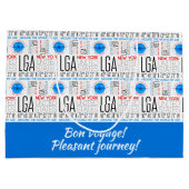 LGA、ニューヨークはエアパターンで世界を旅行 ラージペーパーバッグ (裏面)