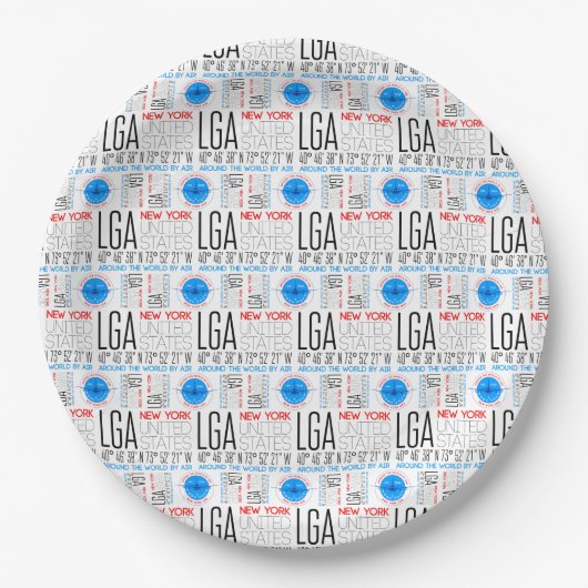 LGA、ニューヨークはAir Pattern Papeで世界を旅行 ペーパープレート (正面)