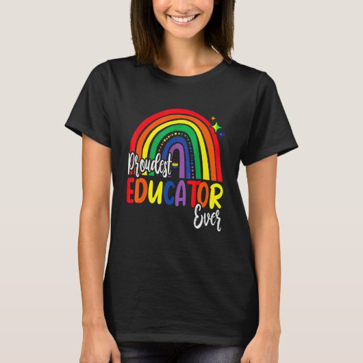 Lgb誇りを持ったを愛することを約束す教える教育者 Tシャツ (正面)