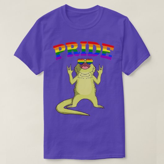 LGB Bearded Dragon Gay Pride Rainbow LGBQ Cute Gif Tシャツ (デザイン正面)