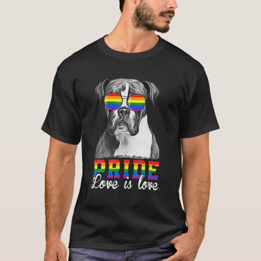 LGBTおもしろいプライド愛は愛ボクサー犬 Tシャツ (正面)