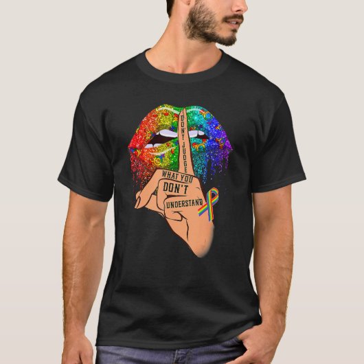 LgbtがレインボーリップハンドゲイPr Tシャツ (正面)