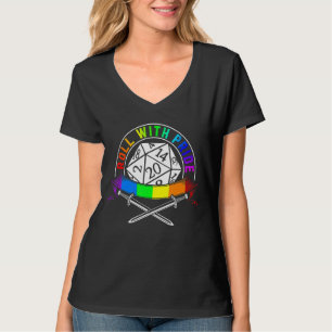 Lgbtと転がプライドD20 Rpgテーブル上のゲイとLesb Tシャツ