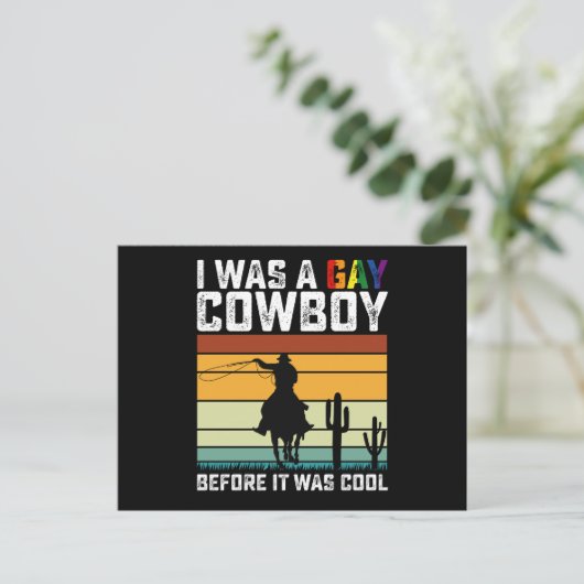 LGBTになる前はゲイカウボーイだったクール ポストカード (スタンド正面)