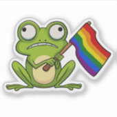 LGBTのカエルとプライドフラッグ シール (正面)
