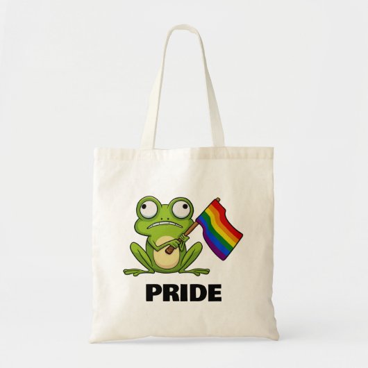 LGBTのカエルとプライドフラッグ トートバッグ (正面)