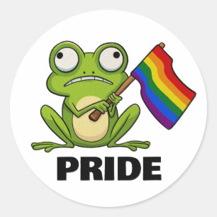 LGBTのカエルとプライドフラッグ ラウンドシール