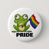 LGBTのカエルとプライドフラッグ 缶バッジ (正面)