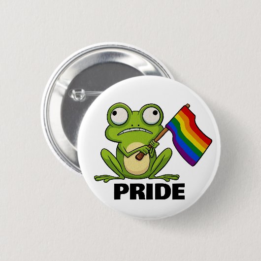 LGBTのカエルとプライドフラッグ 缶バッジ (正面&裏面)