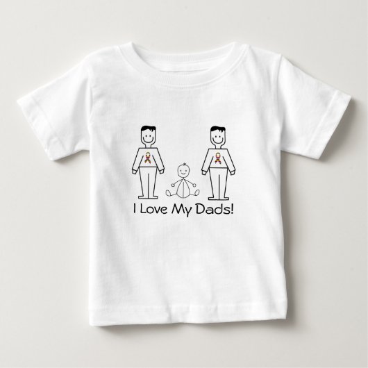 LGBTのカスタマイズ可能な2人のパパ及びベビー ベビーTシャツ (正面)