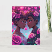 LGBTのカップル向けアニメ風バレンタインデーカード カード (正面)