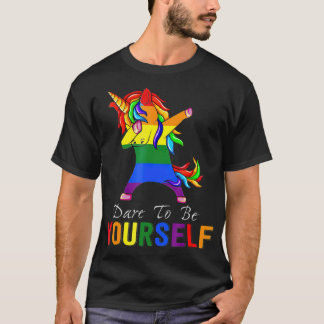 LGBTのゲイレズビを自分でユニコーンでありたい Tシャツ