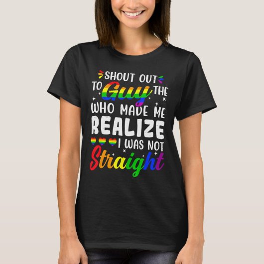 Lgbtのサポートは男に大声で叫ぶレズビアンゲイ Tシャツ (正面)