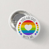 LGBTのサポート「私と一緒に安全」 缶バッジ (正面&裏面)