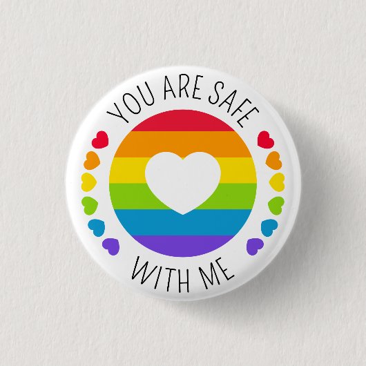 LGBTのサポート「私と一緒に安全」 缶バッジ (正面)