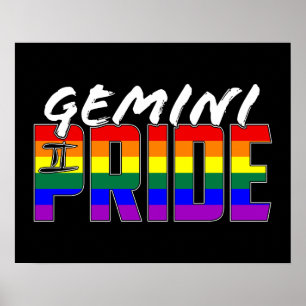 LGBTのジェミニプライドの旗の(占星術の)十二宮図の印 ポスター