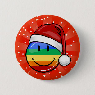 Lgbtのプライドの旗のクリスマスのサンタ幸せで陽気なボタン 缶バッジ