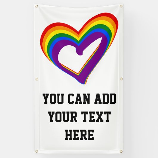 LGBTのプライドの虹の旗のハートのゲイ愛 横断幕 (縦)