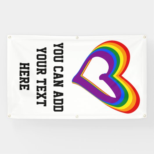 LGBTのプライドの虹の旗のハートのゲイ愛 横断幕 (横)