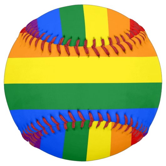 LGBTのプライド国旗を掲げた愛国的なソフトボール ソフトボール (裏面)