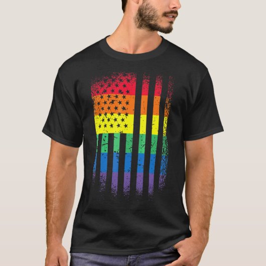 Lgbtのプライド月のサポートRainbow Us American Tシャツ (正面)