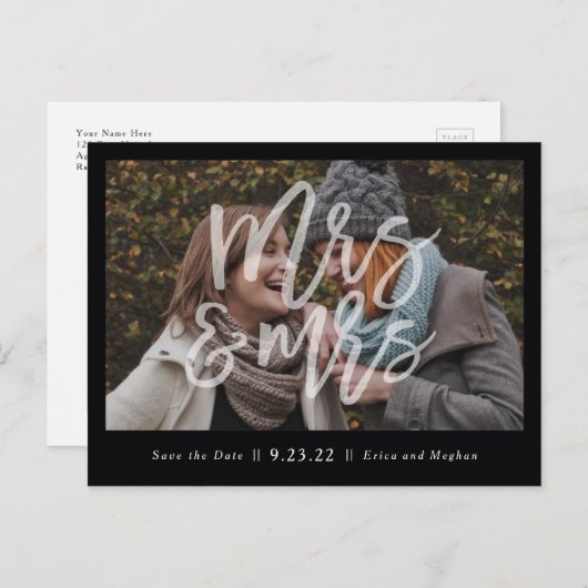 LGBTのミセス&ミセス日付はがきを保存 ポストカード (正面/裏面)