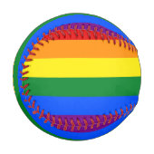 LGBTのレインボープライド国旗を掲げた愛国野球 野球ボール (正面左)
