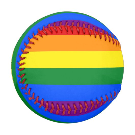 LGBTのレインボープライド国旗を掲げた愛国野球 野球ボール (正面左)