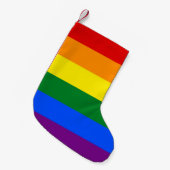 LGBTのレインボー国旗が飾られたクリスマスストッキング スモールクリスマスストッキング (正面 (吊り時))