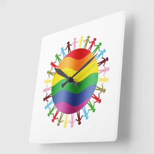 LGBTの世界の調和 スクエア壁時計 (傾斜)