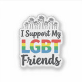 LGBTの友を応援 レインボープライド ベクター デザイン シール (正面)