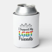 LGBTの友を応援 レインボープライド ベクター デザイン 缶クーラー (缶正面)