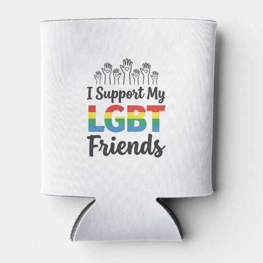 LGBTの友を応援 レインボープライド ベクター デザイン 缶クーラー (正面)
