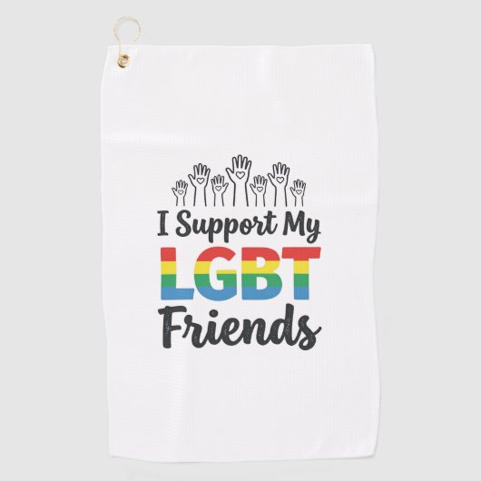 LGBTの友達を応援 虹のプライド ベクター デザイン ゴルフタオル (正面)