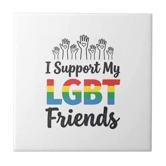 LGBTの友達を応援 虹色のプライド ベクター デザイン タイル (正面)