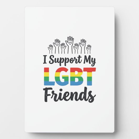 LGBTの友達を応援 虹色 プライドベクター デザイン フォトプラーク (正面)