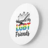LGBTの友達を応援 虹色 プライドベクター デザイン ラージ壁時計 (傾斜)