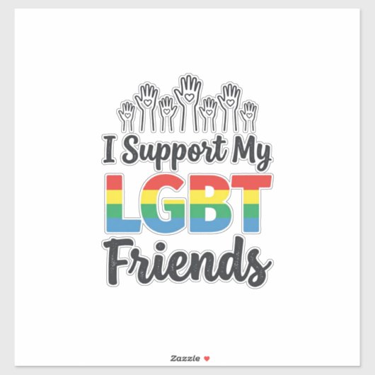 LGBTの友達を応援 虹色 プライド ベクター デザイン シール (シート)