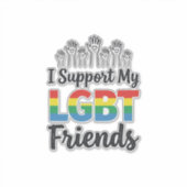 LGBTの友達を応援 虹色 プライド ベクター デザイン シール (正面)